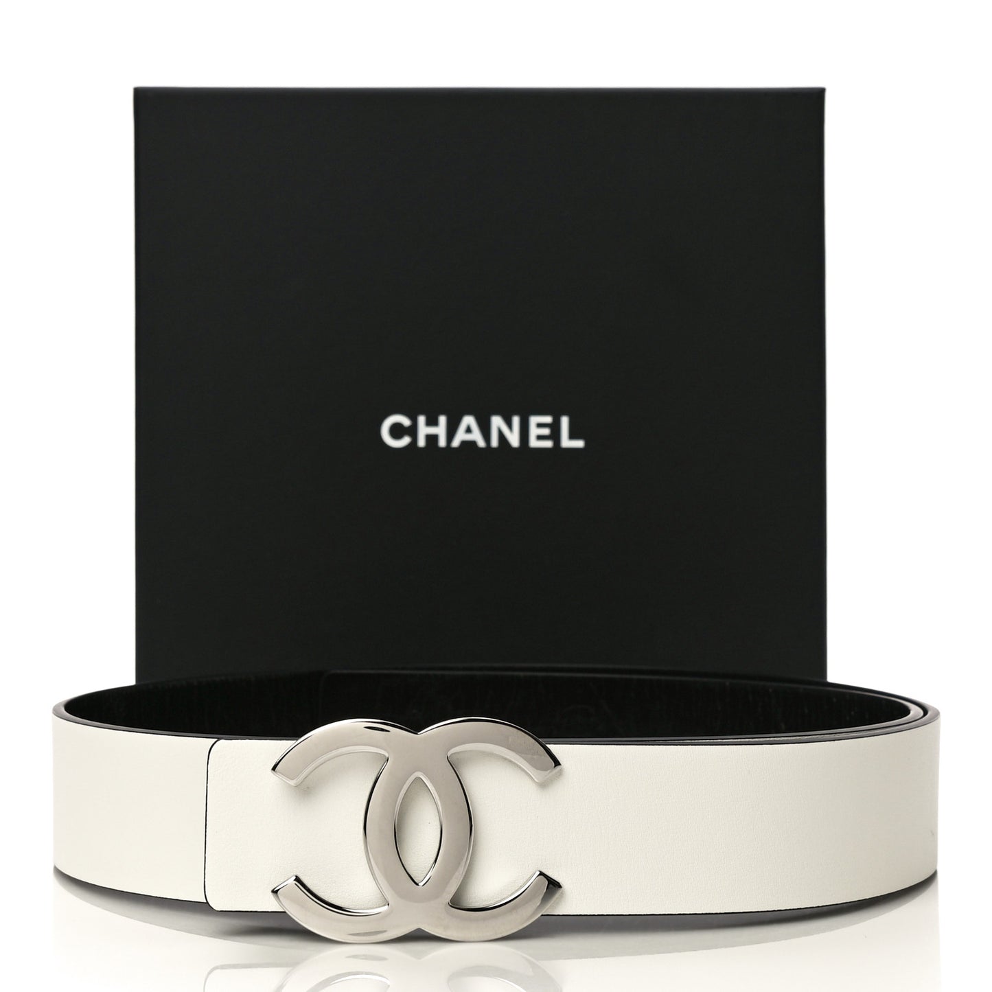 Patent Calfskin CC Reversible Belt 90 Black White