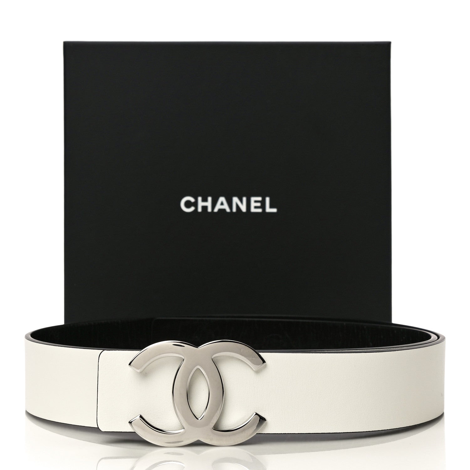 Chanel Patent Calfskin CC Reversible Belt 90 Black White 8 of 8