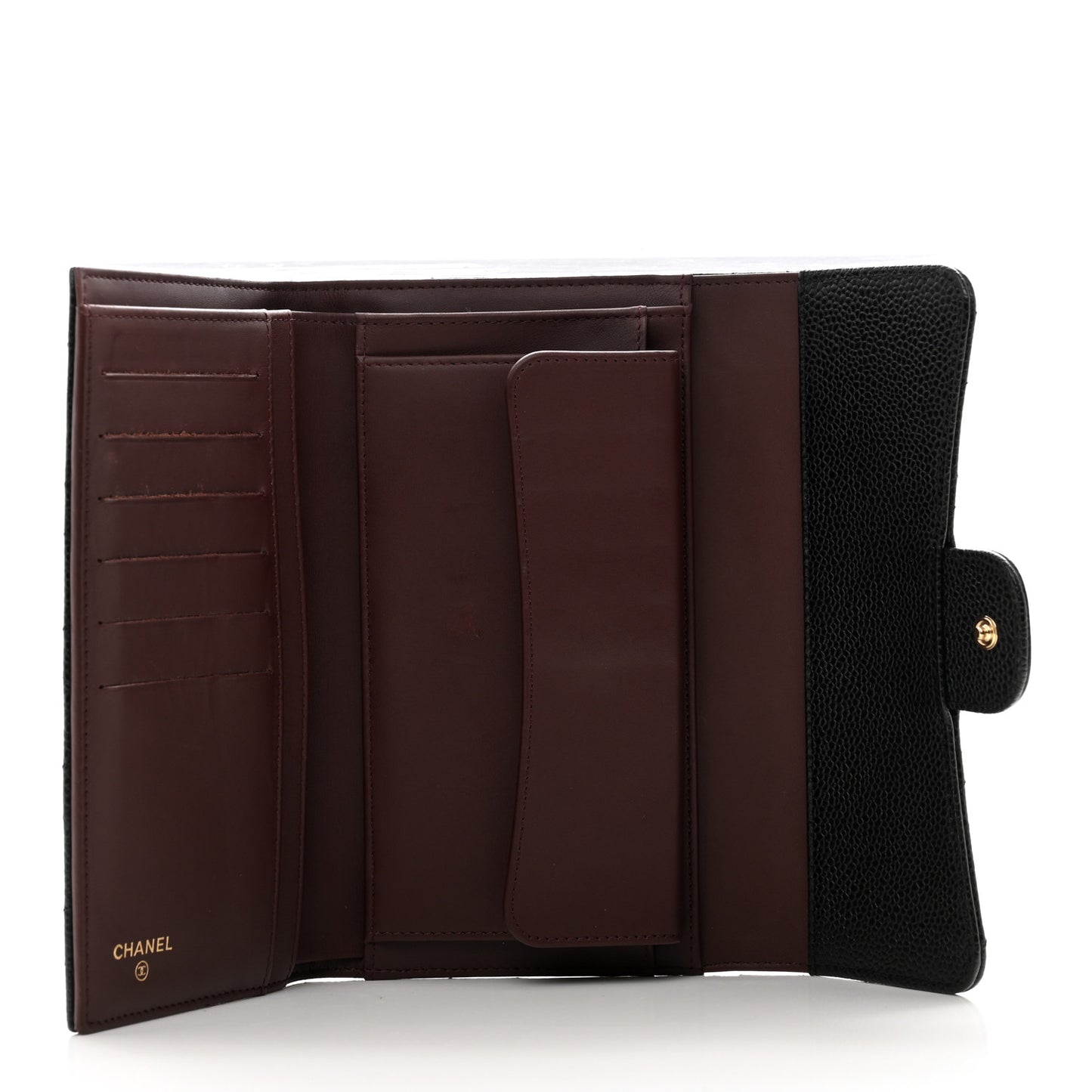 Caviar Quilted Large Flap Wallet Black