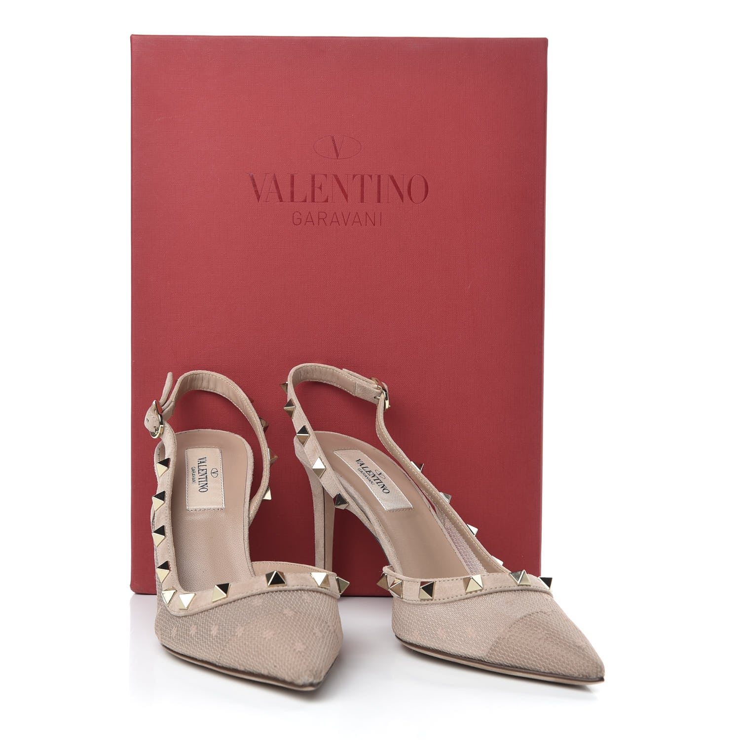 Valentino Garavani Mesh Point d'Esprit Rockstud Half D'Orsay Slingback 85mm Pumps 37 Rose Cannelle 9 of 9