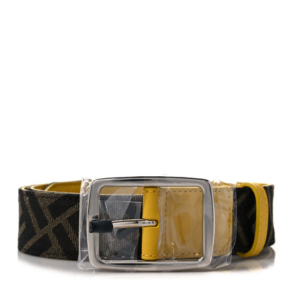 Fendi Fabric Jacquard Vitello Grace FF 1974 Belt 110 44 Brown Yellow 1 of 4