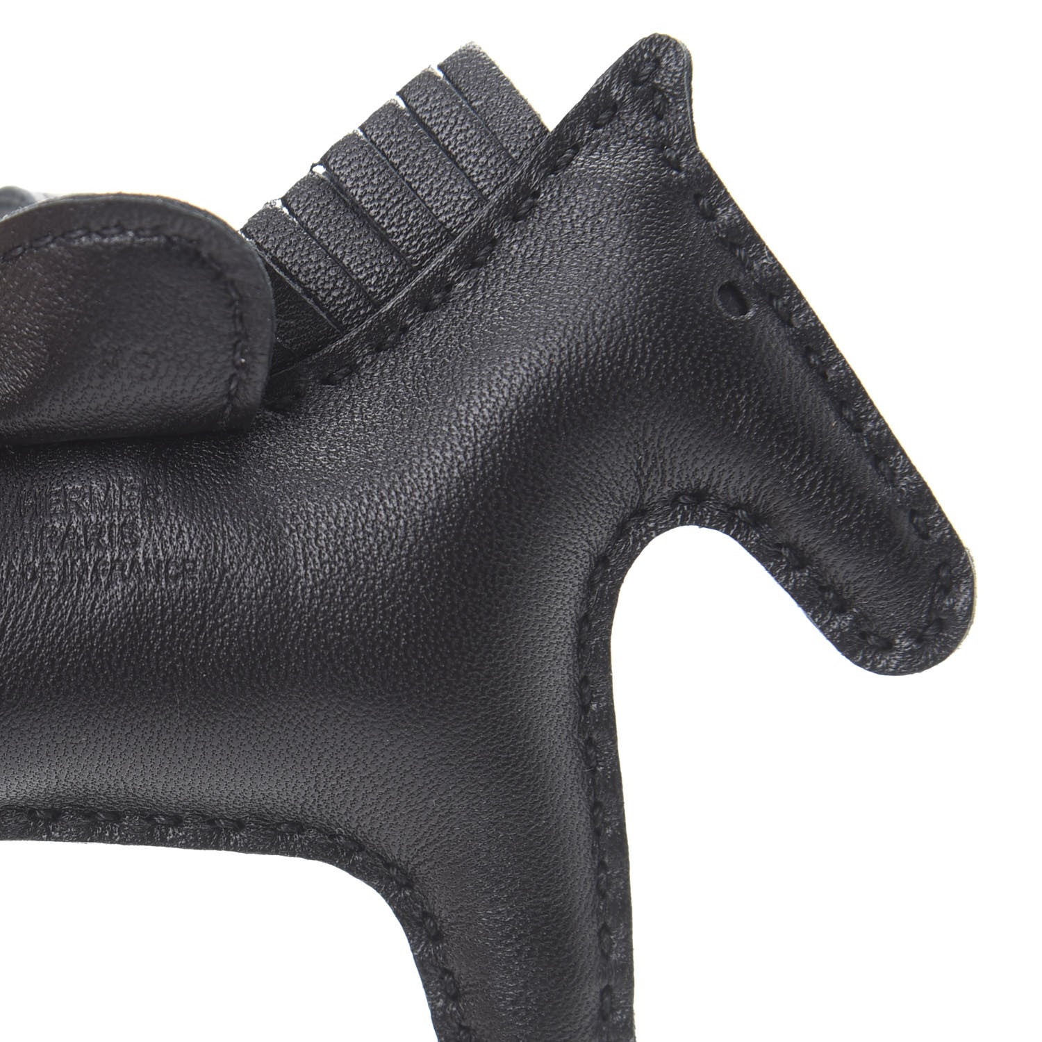 Hermes Milo Lambskin Grigri Rodeo Horse Bag Charm PM So Black 3 of 5