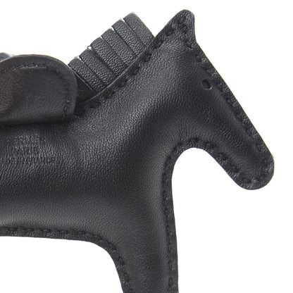 Hermes Milo Lambskin Grigri Rodeo Horse Bag Charm PM So Black 3 of 5