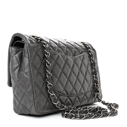 Chanel Lambskin Quilted Medium Double Flap Dark Grey 3 of 16