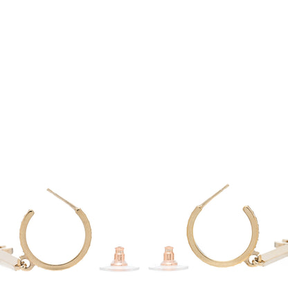Chanel Crystal Lock Symbols Logo CC Hoop Drop Earrings Gold 3 of 4