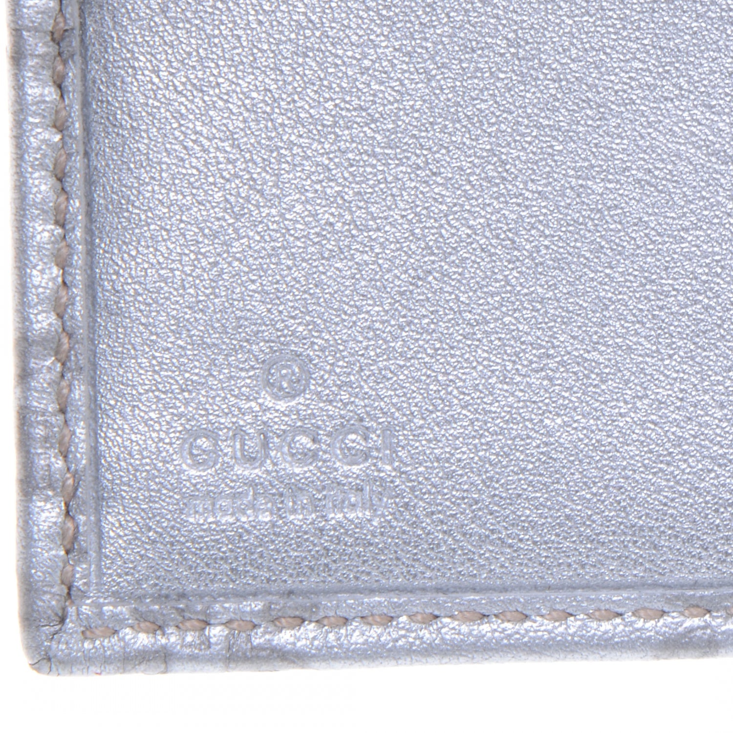 Gucci Guccissima D Ring Compact Wallet Metallic Silver 6 of 7