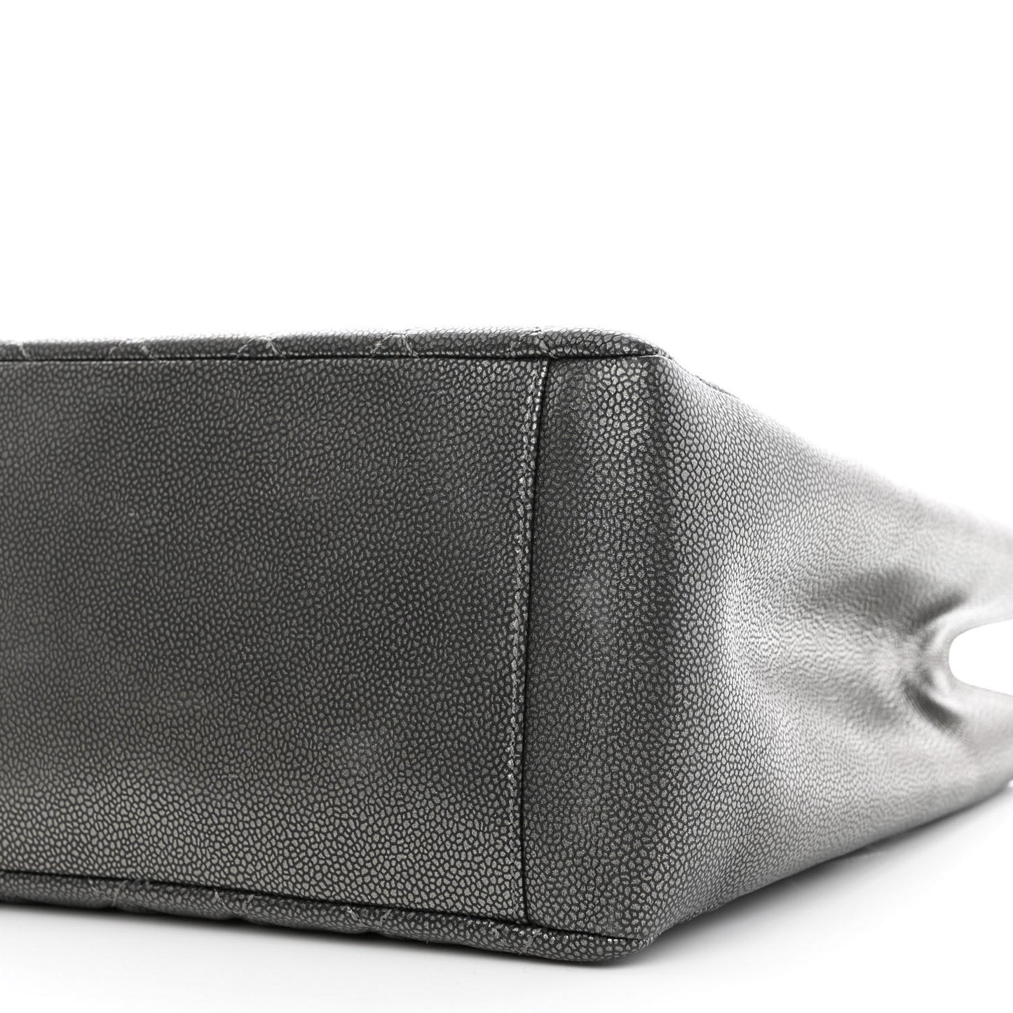 Metallic Caviar Quilted Grand Shopping Tote GST Dark Silver