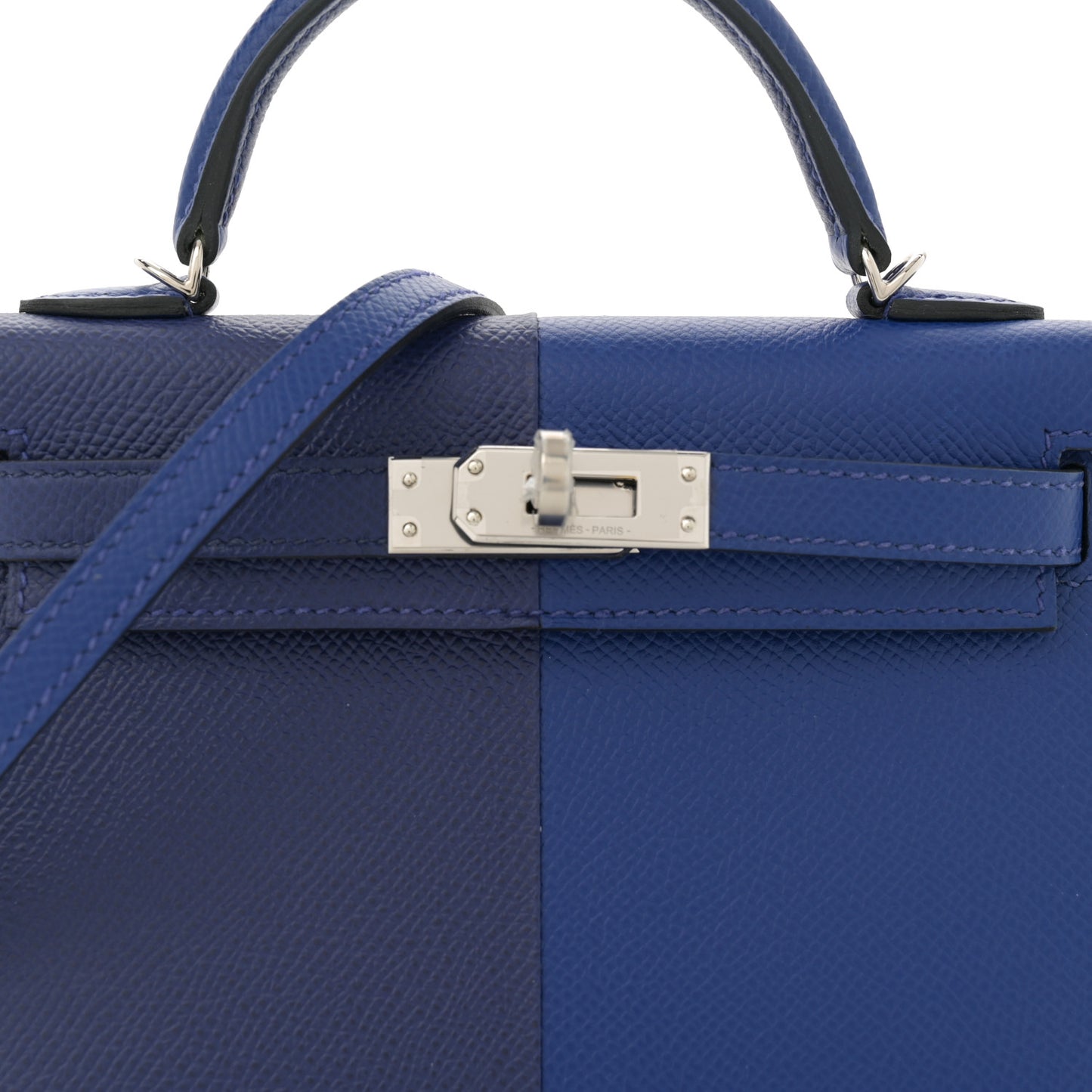 Epsom Casaque Mini Kelly Sellier 20 Bleu Encre Bleu Electrique Gold