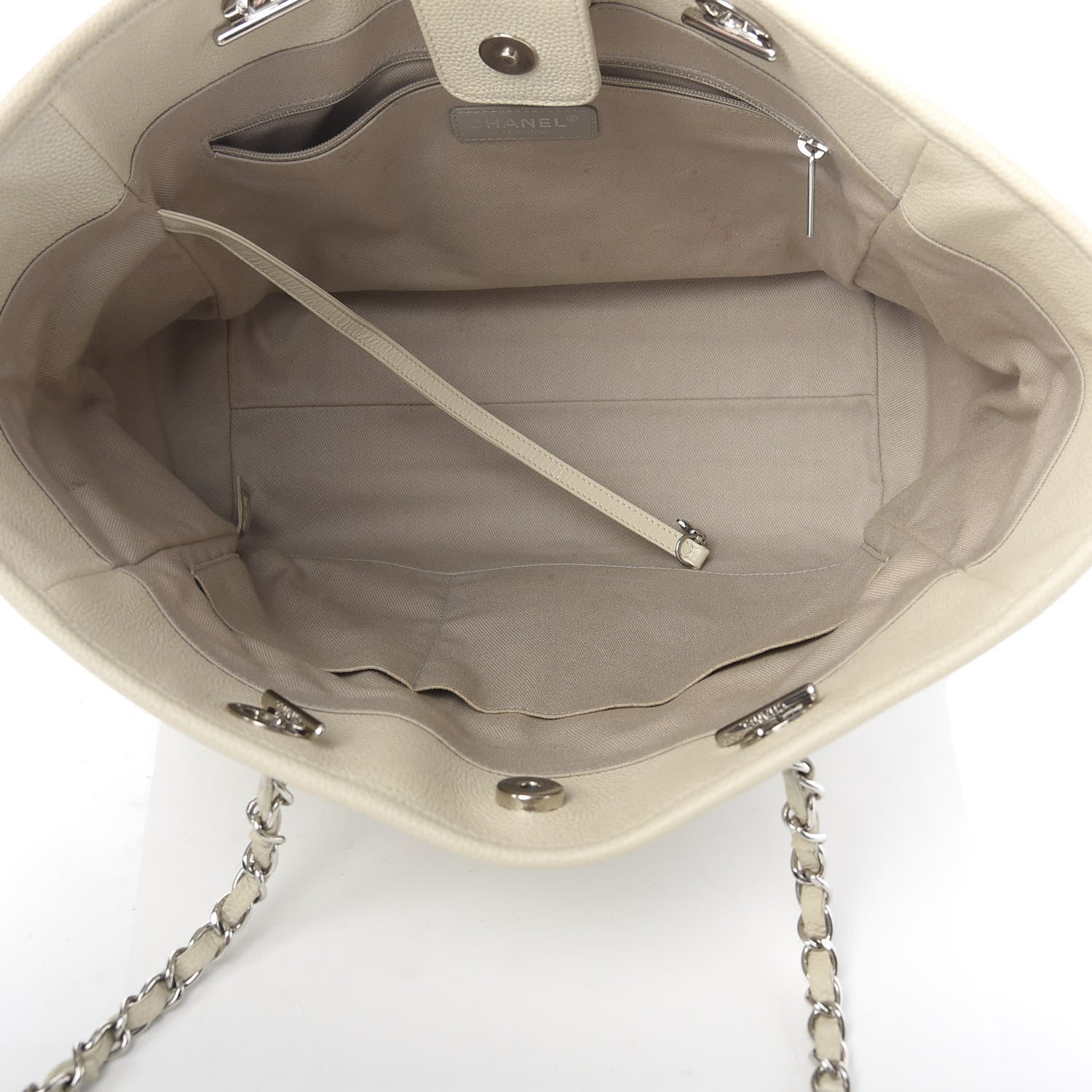 Chanel Glazed Calfskin Small Deauville Tote Ivory 5 of 12