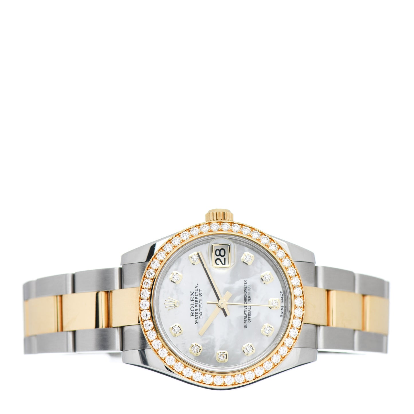 Stainless Steel 18K Yellow Gold Diamond Mother of Pearl 31mm Oyster Perpetual Datejust Watch 178383