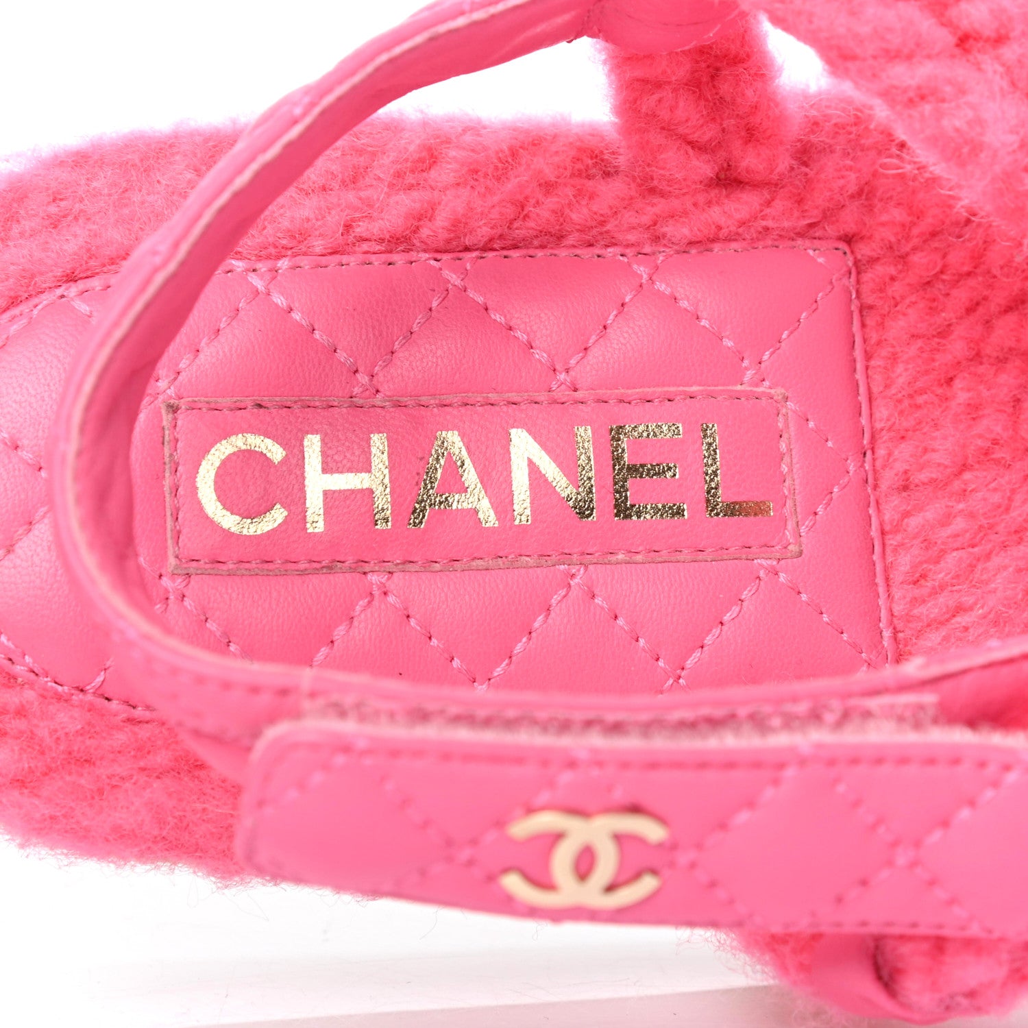 Chanel Cord Lambskin Quilted Logo Sandals 38 Pink 7 of 8
