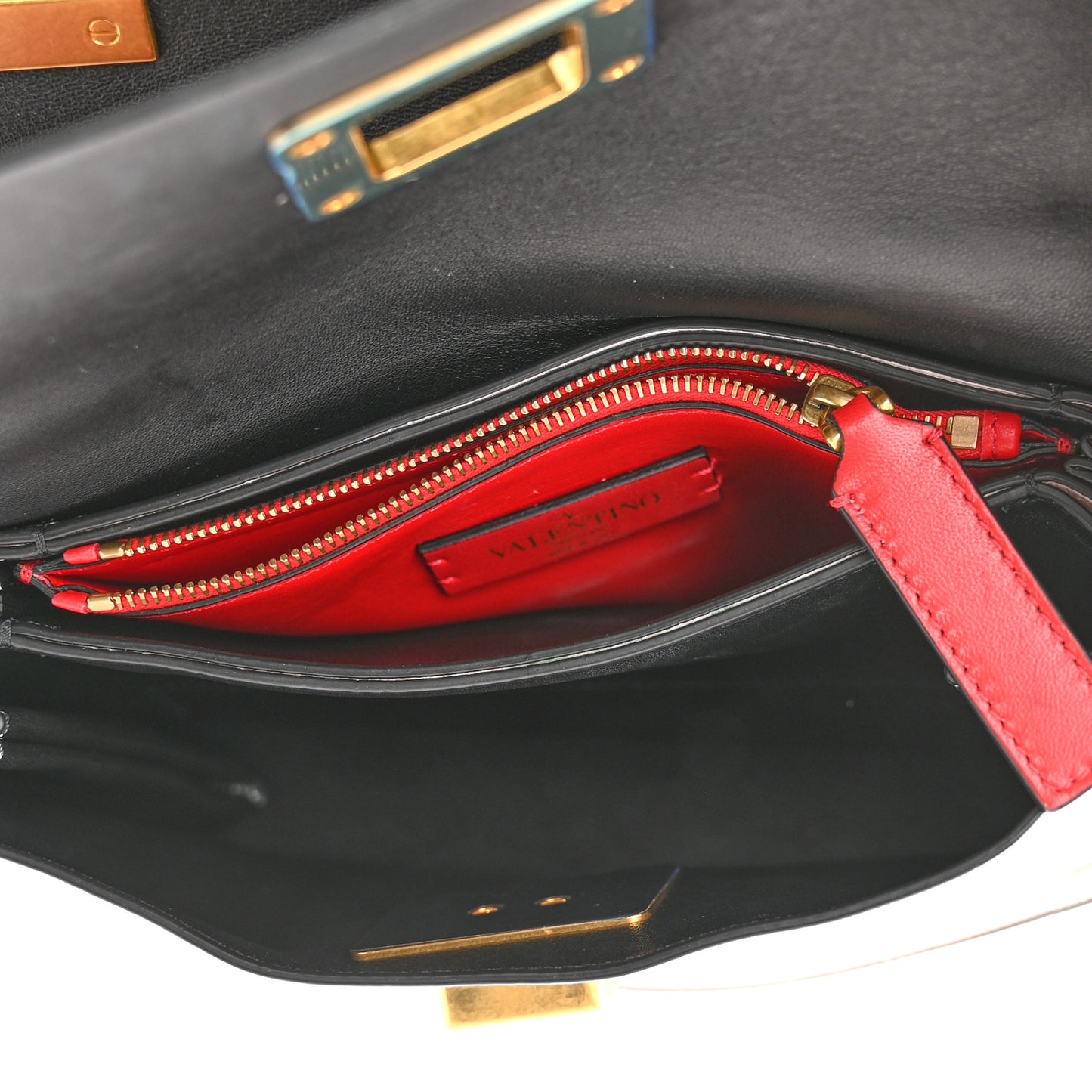 Buffalo Smooth Calfskin Small VRing Shoulder Bag Rose Cannelle White Cerise