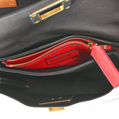 Valentino Garavani Buffalo Smooth Calfskin Small VRing Shoulder Bag Rose Cannelle White Cerise 6 of 11