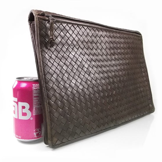 Vintage Woven Leather Portfolio Ebano