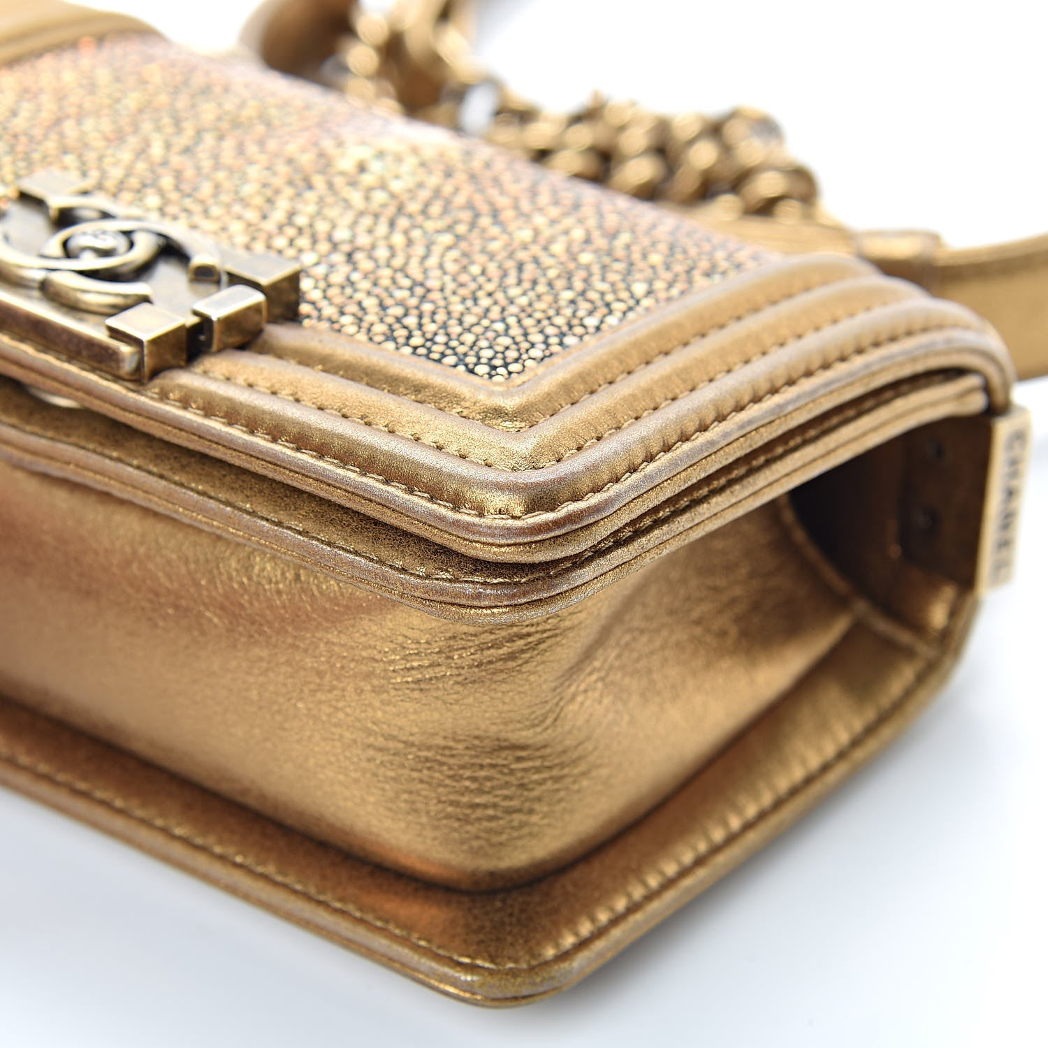Chanel Galuchat Stingray Mini Boy Flap Gold 10 of 14