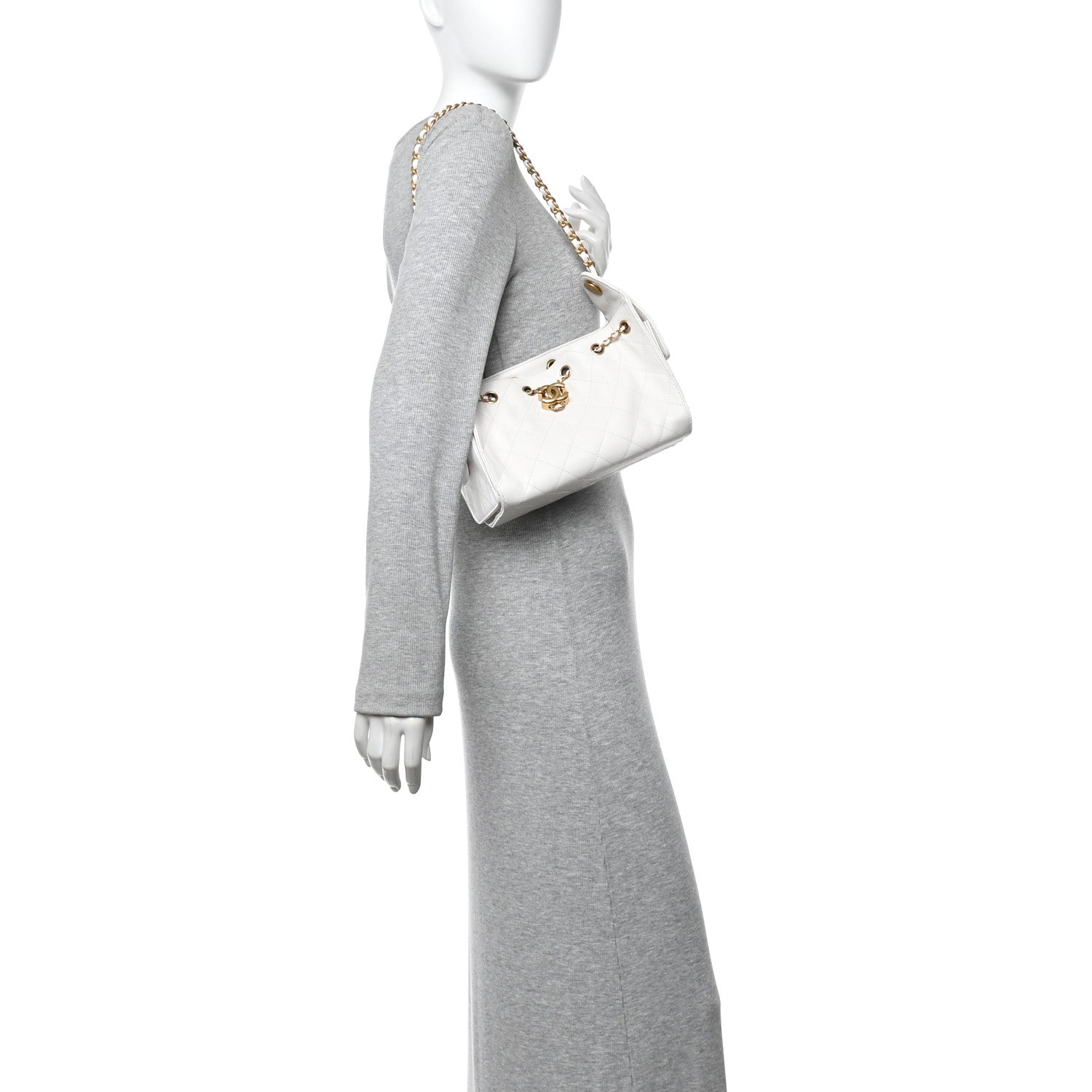 Chanel Caviar Quilted Mini Chanel 25 Handbag White 2 of 11