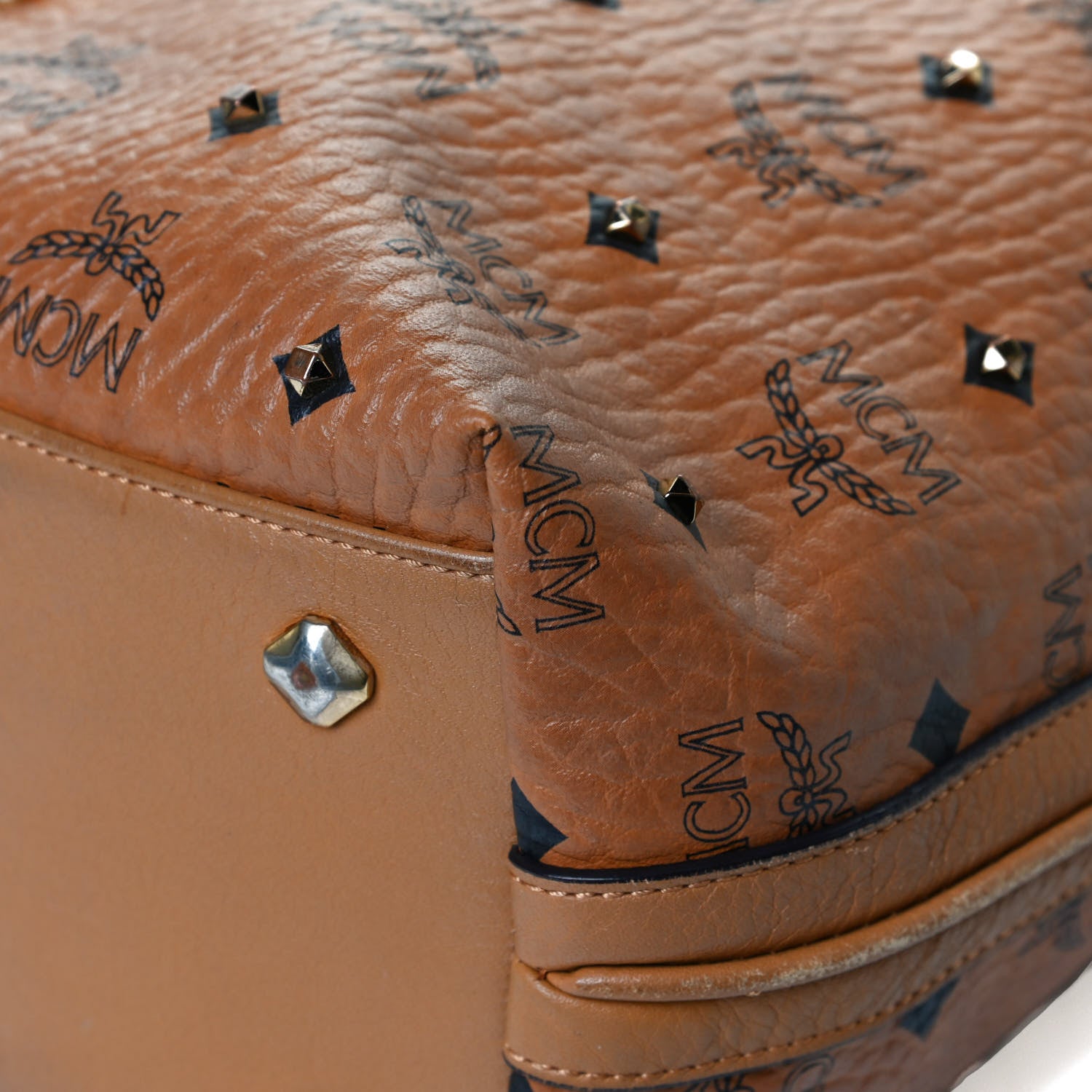 MCM Visetos Studded Hobo Cognac 12 of 15