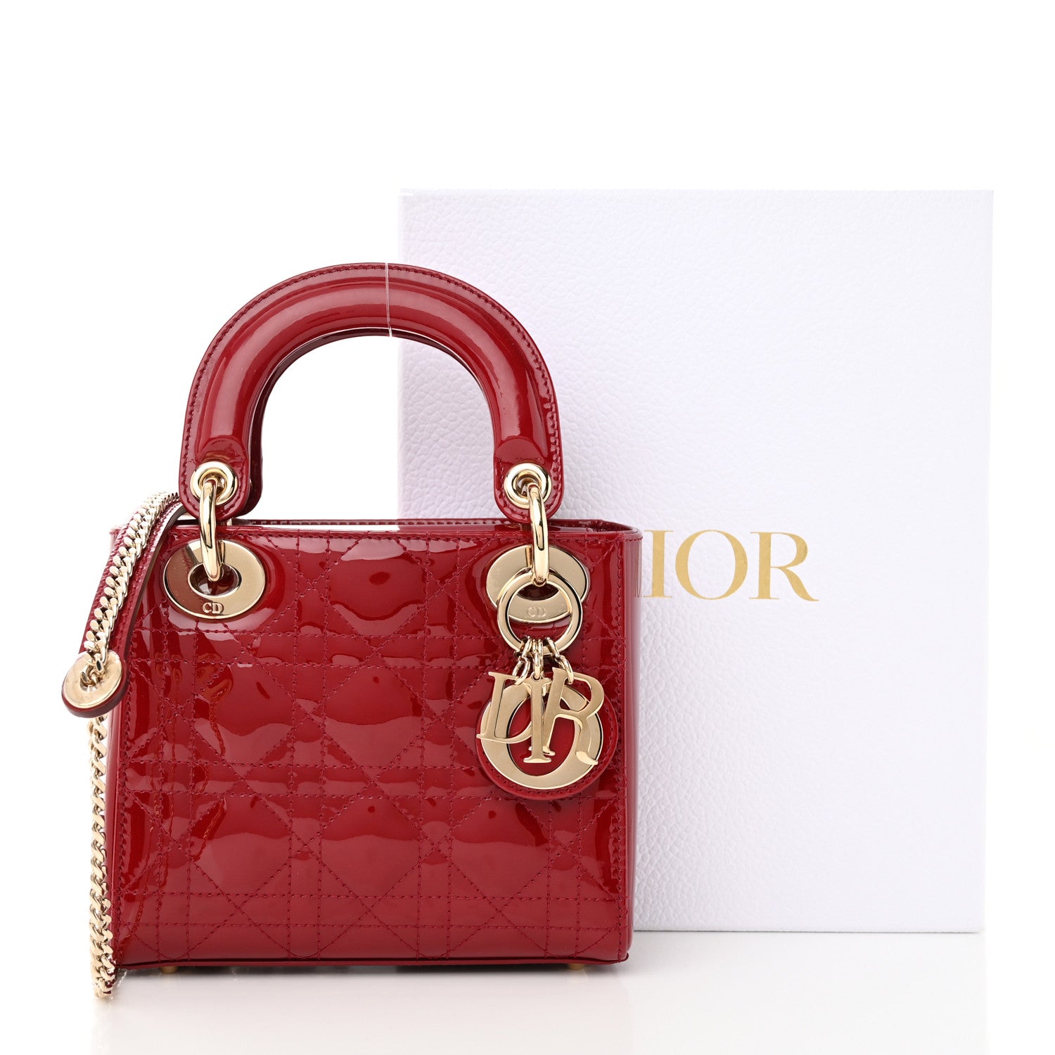 Christian Dior Patent Cannage Mini Lady Dior Red 15 of 15