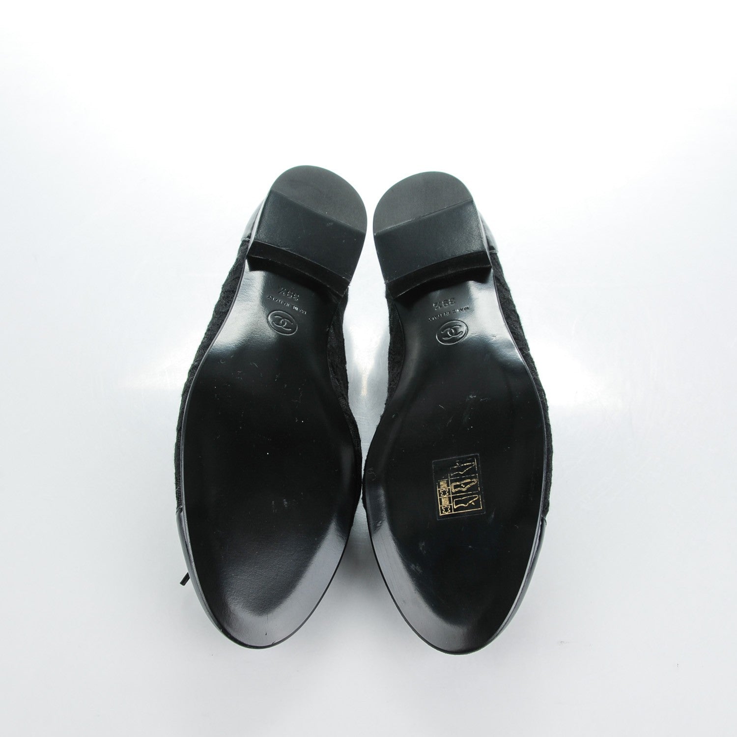 Chanel Lace Patent Calfskin Cap Toe CC Ballerina Flats 39.5 Black 5 of 8
