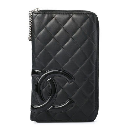 Chanel Calfskin Quilted Cambon Zip Around Organizer Wallet Black 1 of 8