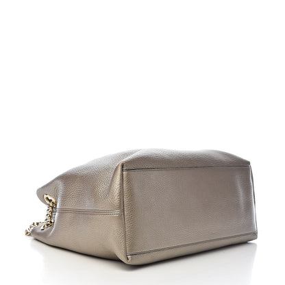 Gucci Metallic Pebbled Calfskin Medium Soho Chain Shoulder Bag Golden Beige 4 of 13