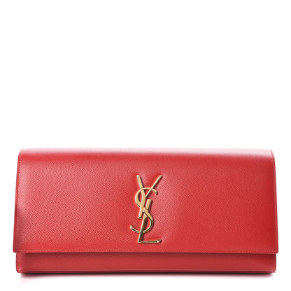 Saint Laurent Grain De Poudre Classic Monogram Cassandre Clutch New Red 1 of 8
