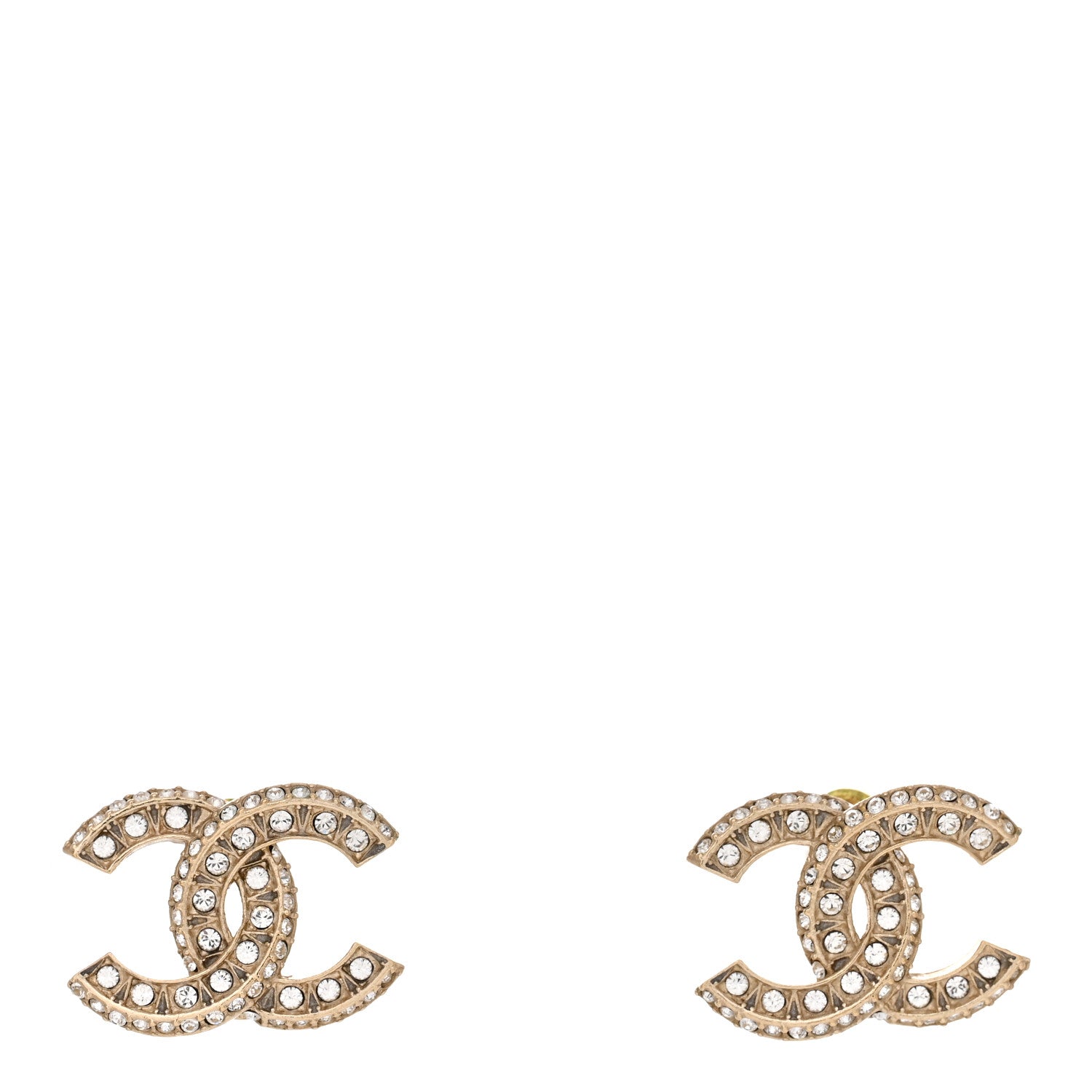 Chanel Crystal Timeless CC Earrings Gold 1 of 4