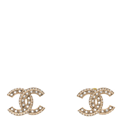Chanel Crystal Timeless CC Earrings Gold 1 of 4