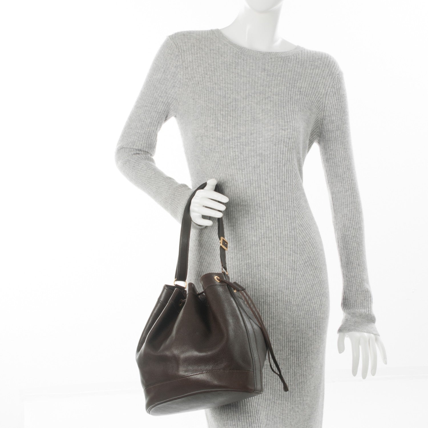 Hermes Evergrain Market Drawstring Bag 28 Chocolate 2 of 6