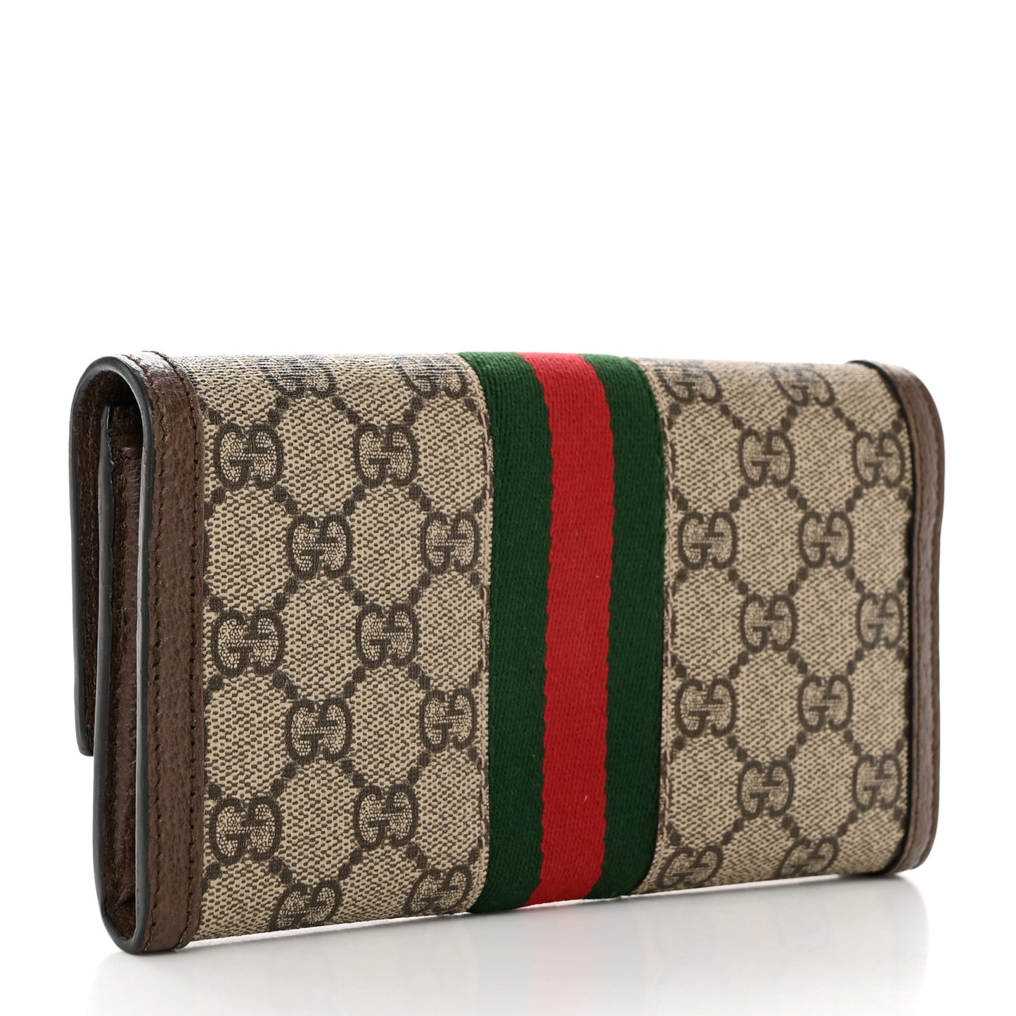 GG Supreme Monogram Web Ophidia Continental Wallet Brown