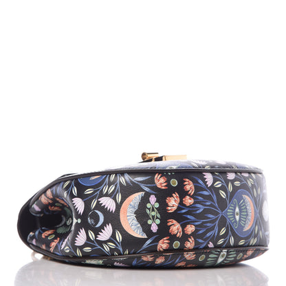 Chloe Calfskin Floral Print Drew Bi-Color Shoulder Bag Full Blue 4 of 8