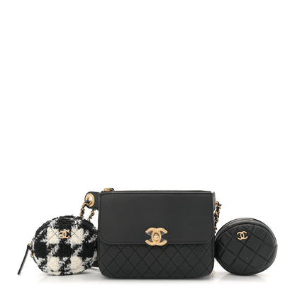 Chanel Calfskin Quilted Multi Pouching Flap And Coin Purse Black 1 of 9