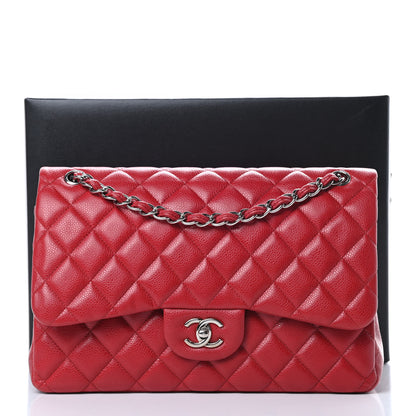 Chanel Caviar Quilted Jumbo Double Flap Dark Red 15 of 15