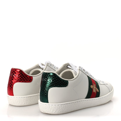 Gucci Calfskin Ayers Bee Embroidered Womens Ace Sneakers 35 White Green 5 of 12