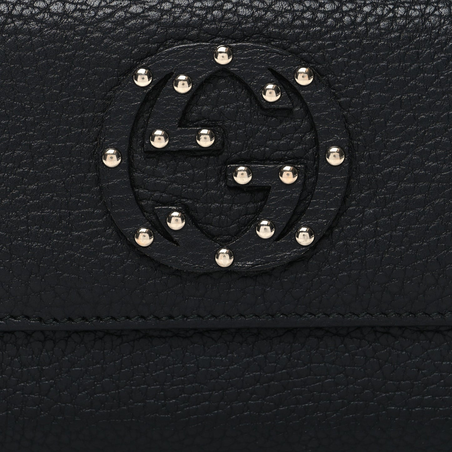 Calfskin Studded Soho Continental Wallet Black
