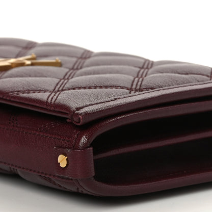 Saint Laurent Lambskin Diamond Quilted Becky Chain Wallet in Burgundy 9 of 9