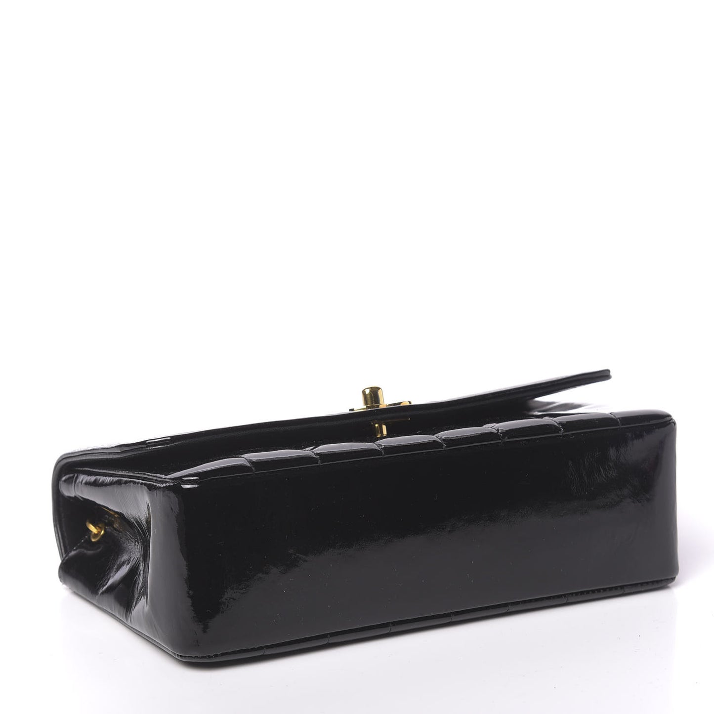 Patent Vertical Quilted Mini Rectangular Flap Black
