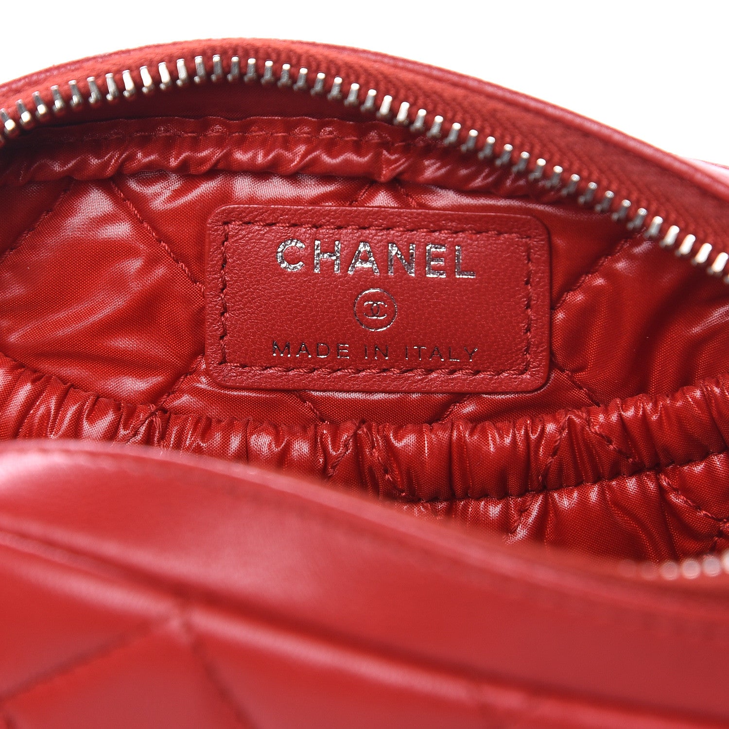 Chanel Lambskin Quilted Small Curvy Pouch Cosmetic Case Dark Red 6 of 10