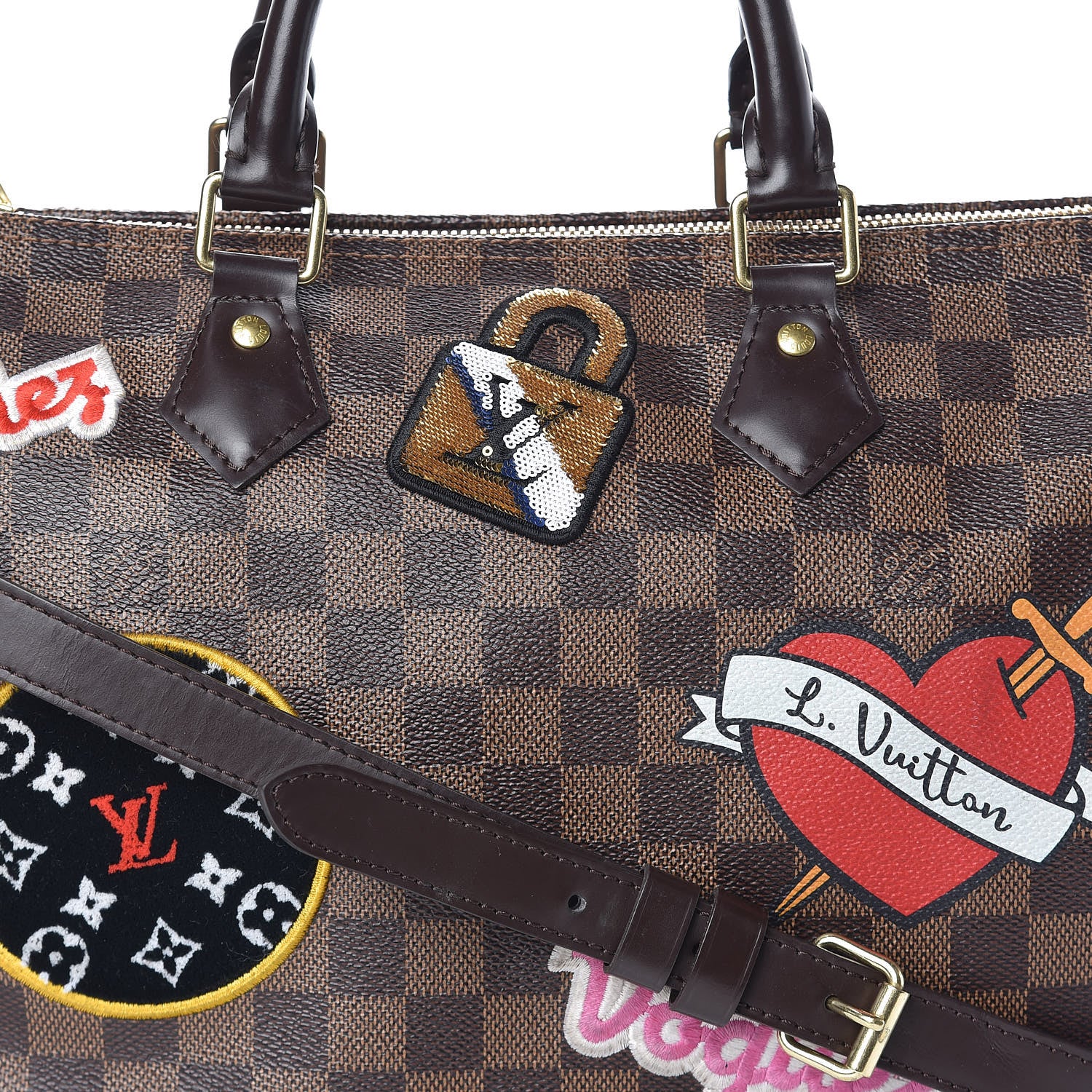 Louis Vuitton Damier Ebene Patches Speedy Bandouliere 30 8 of 10