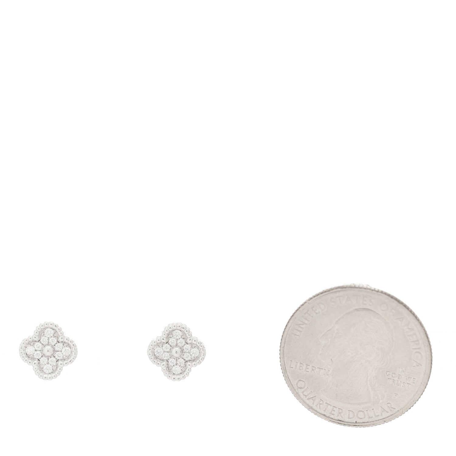 Van Cleef & Arpels 18K White Gold Diamond Sweet Alhambra Earrings 2 of 5