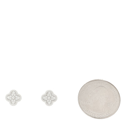 Van Cleef & Arpels 18K White Gold Diamond Sweet Alhambra Earrings 2 of 5