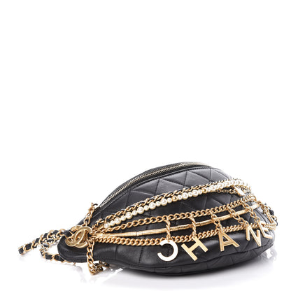 Chanel Lambskin Quilted All About Chains Waist Belt Bag Black 4 of 8