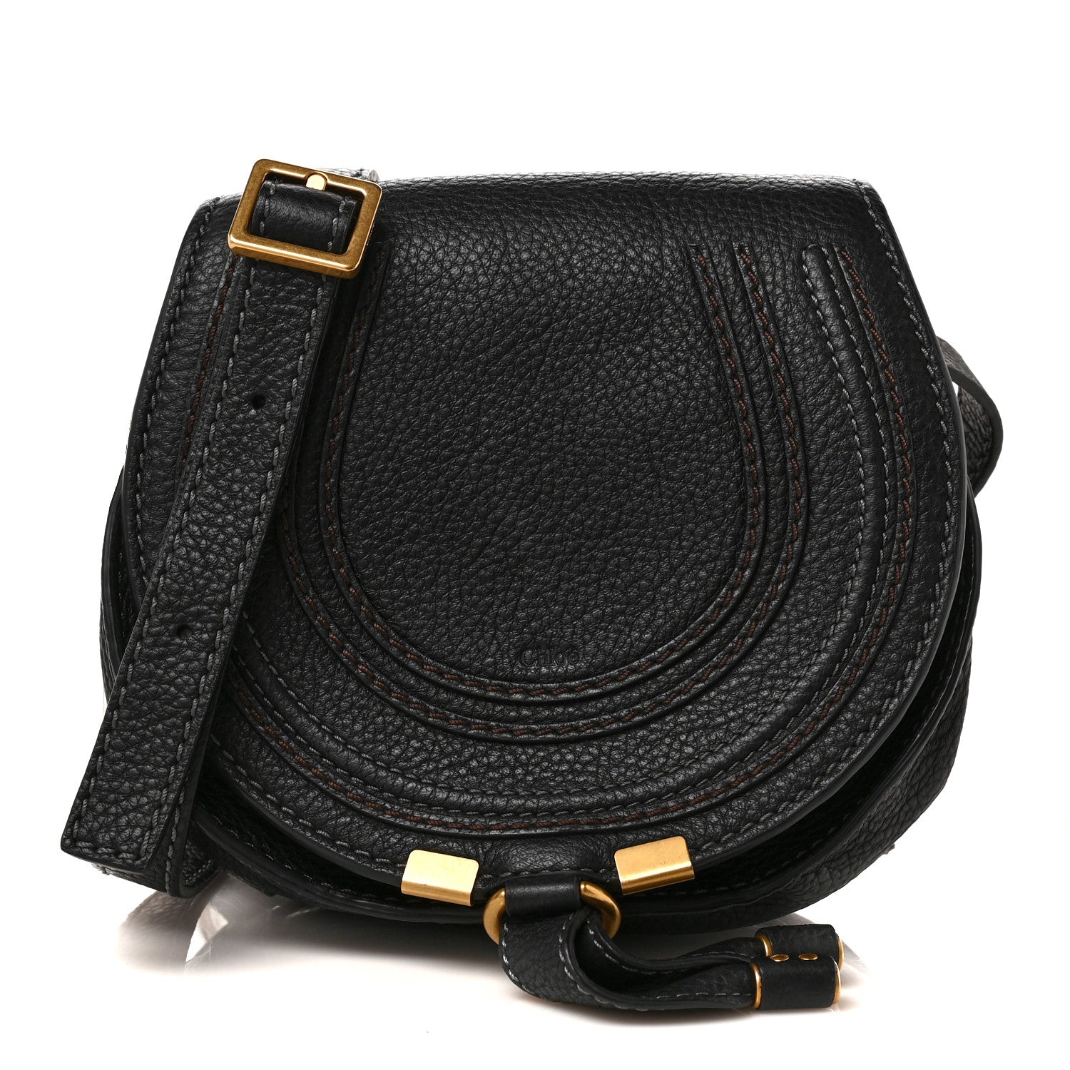 Chloe Calfskin Mini Marcie Round Crossbody Bag Black 1 of 10