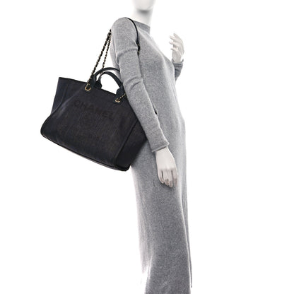 Chanel Mixed Fibers Large Deauville Tote Black 3 of 13