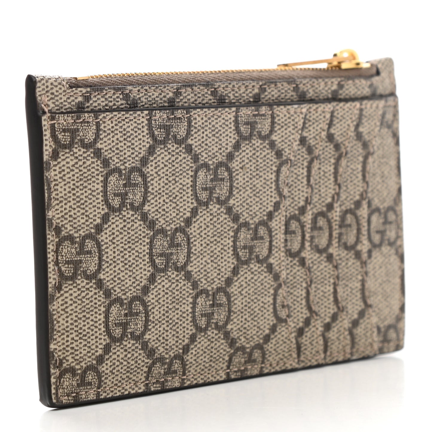 X BALENCIAGA GG Supreme Monogram Zip Card Case Beige Ebony