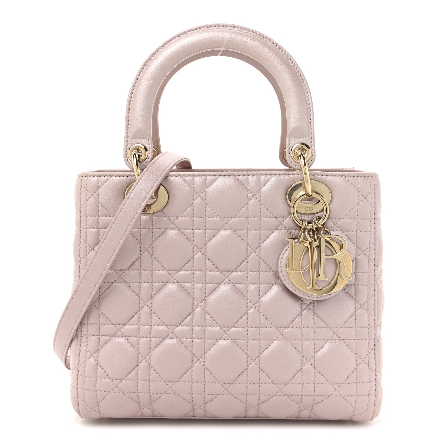 Christian Dior Pearly Lambskin Cannage Medium Lady Dior Lotus 1 of 16