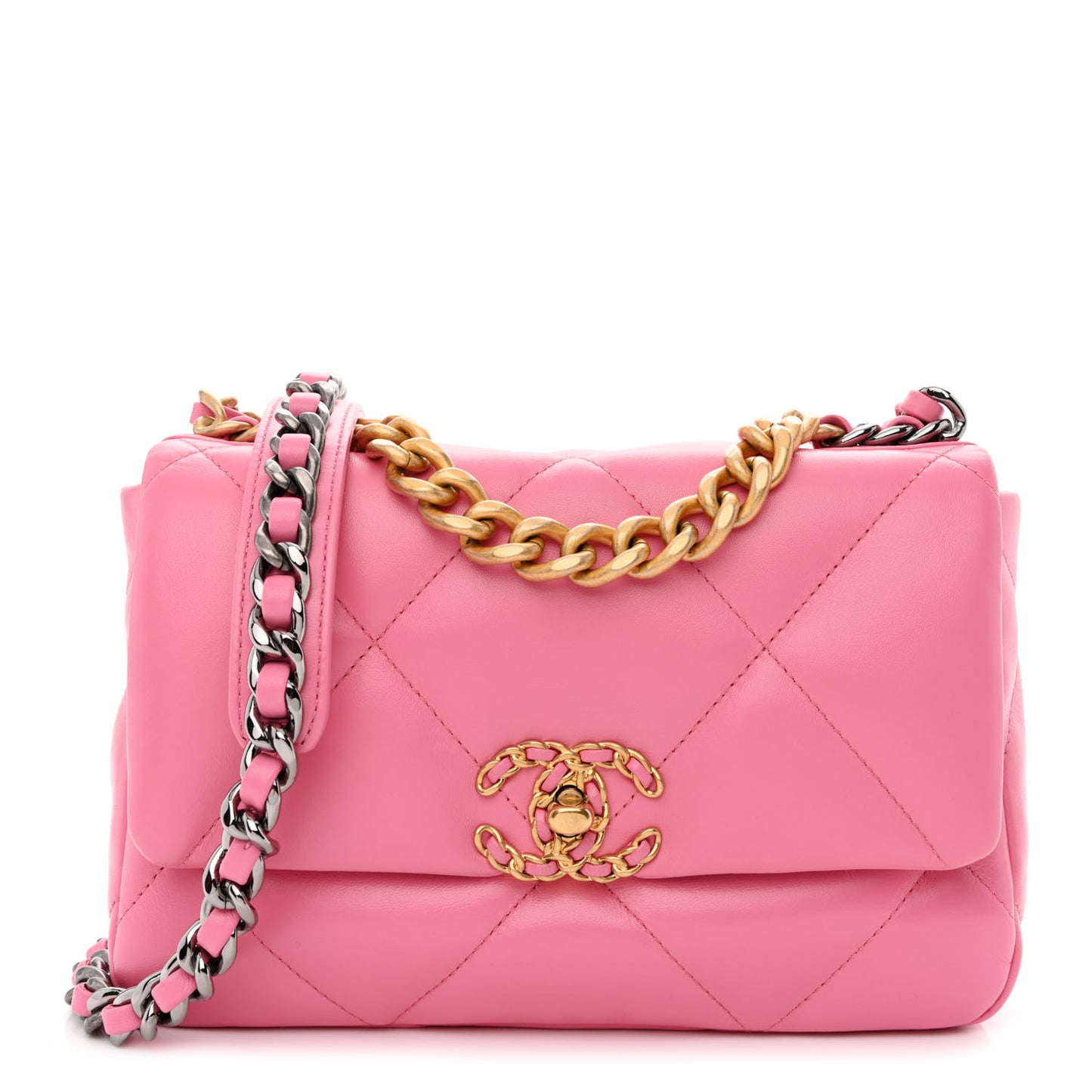 Lambskin Quilted Medium Chanel 19 Flap Pink