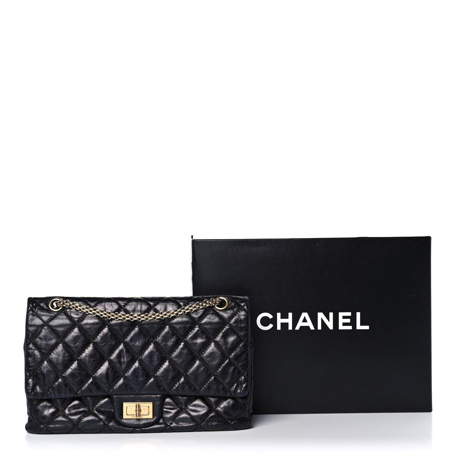 Chanel Glazed Aged Calfskin Quilted 2.55 Reissue 227 Flap Dark Navy 18 of 18