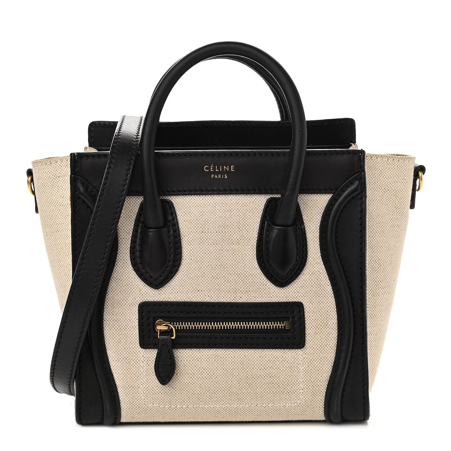Natural Canvas Smooth Calfskin Nano Luggage Black