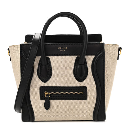 Celine Natural Canvas Smooth Calfskin Nano Luggage Black 1 of 13